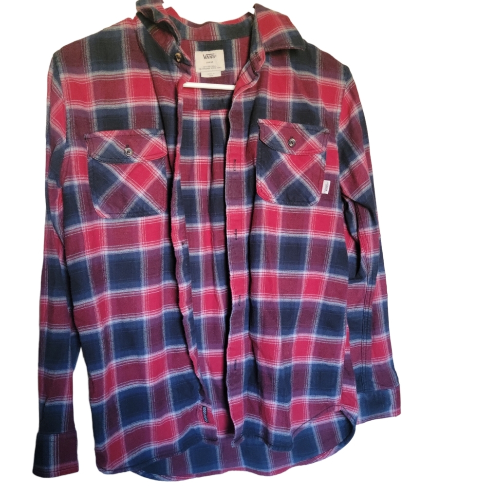 Vans red plaid skater long sleeve men's L